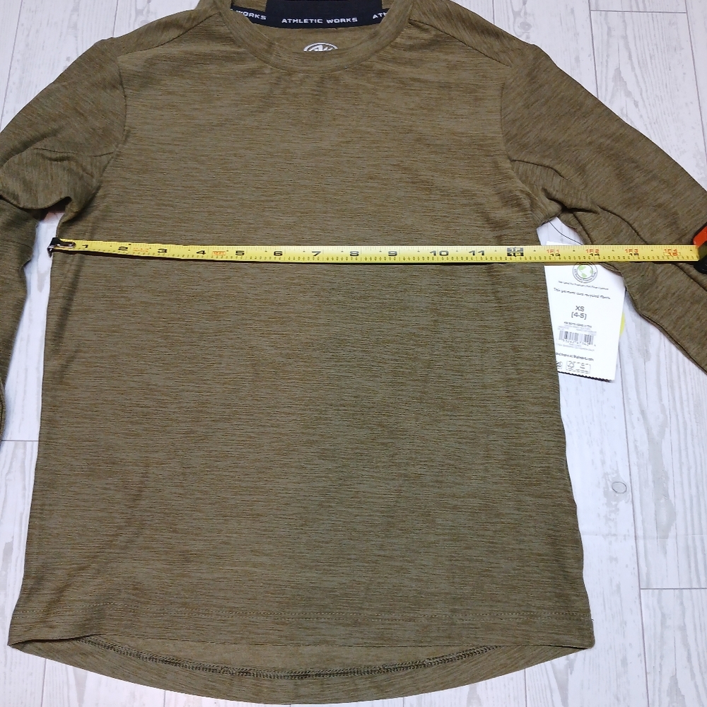 Athletic Works Boys XS (4-5) Long Sleeve Shirt| Olive Green Color - Picture 9 of 11